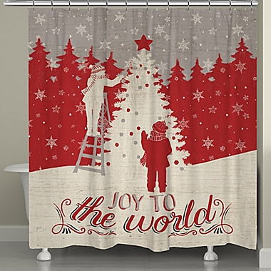 Laural Home Joy to the World Holiday Shower Curtain in Red/White. View a larger version of this product image.