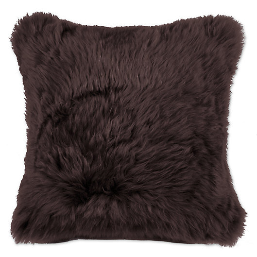 Alternate image 1 for Natural 100% Sheepskin New Zealand Square Throw Pillow in Chocolate