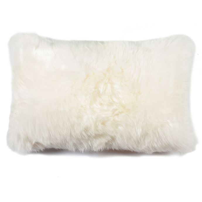 Natural 100 Sheepskin New Zealand Oblong Throw Pillow Bed Bath