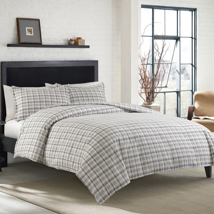 Eddie Bauer Beacon Hill Flannel Duvet Cover Set In Light Grey