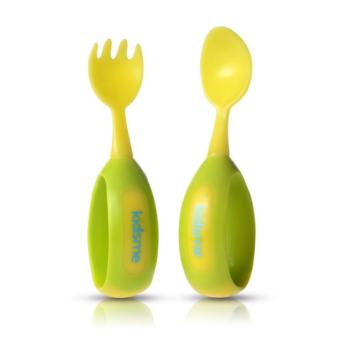 My Turn 2-Piece Fork and Spoon Set in Lime Green | buybuy BABY