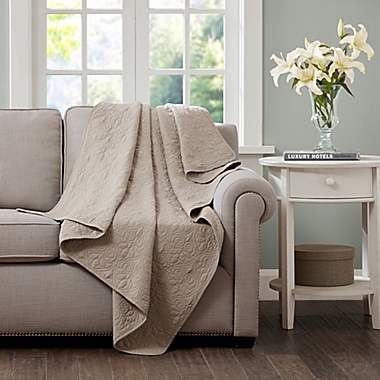Madison Park Quebec Throw Blanket in Khaki. View a larger version of this product image.