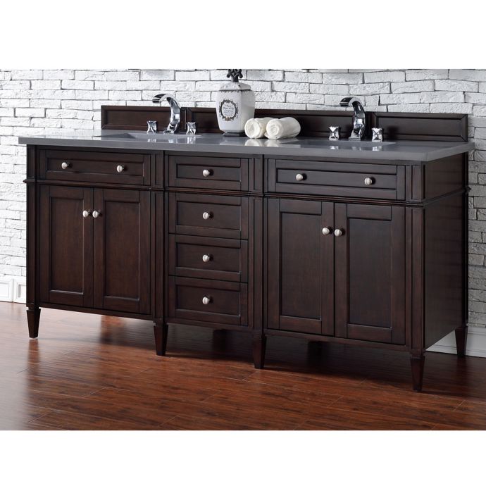 Brittany 72 Inch Double Vanity Cabinet With 3 Cm Shadow Grey