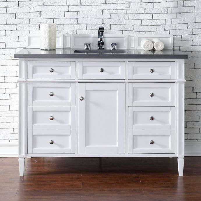 Brittany 48 Inch Single Vanity Cabinet With 3 Cm Shadow Grey