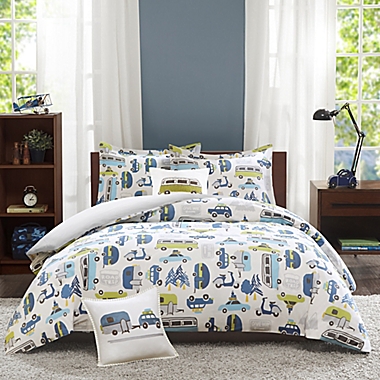 INK+IVY Kids  Road Trip Twin Duvet Cover Set in Blue. View a larger version of this product image.