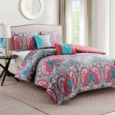 VCNY Casa Re'al Comforter Set in Pink/Turquoise | Bed Bath ...