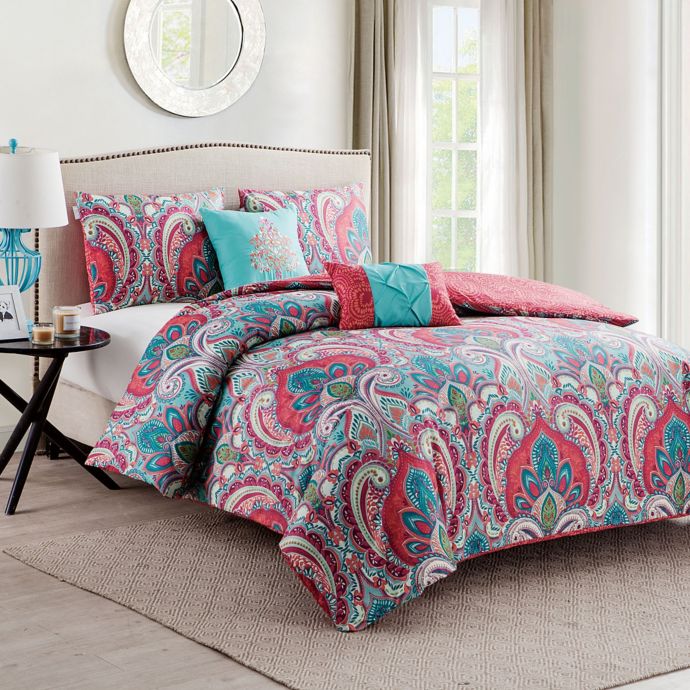 Vcny Casa Re Al Duvet Cover Set In Pink Turquoise Bed Bath Beyond