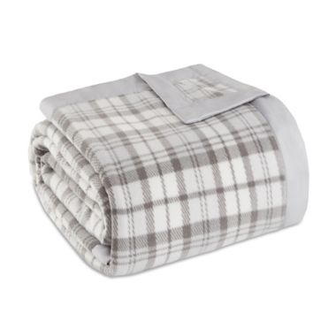 True North by Sleep Philosophy Microfleece Full/Queen Blanket in Grey Plaid. View a larger version of this product image.
