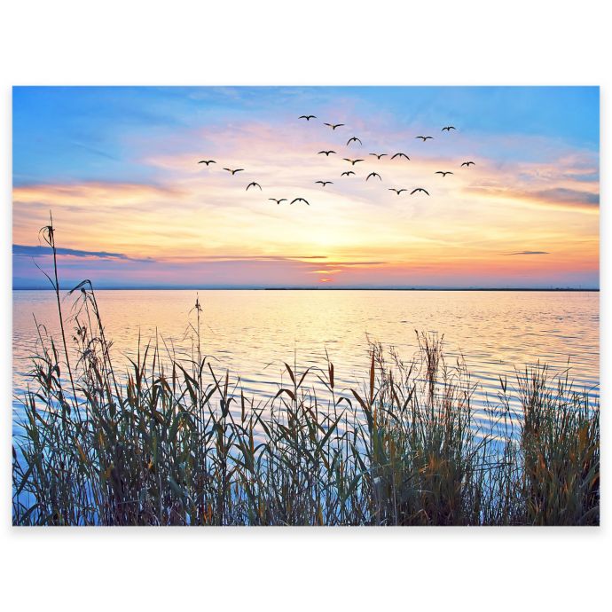 Lake Sunset Outdoor All-Weather Canvas Wall Art | Bed Bath ...