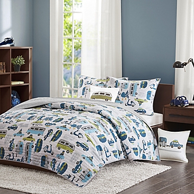 INK+IVY Kids Road Trip Full/Queen Coverlet Set in Blue. View a larger version of this product image.