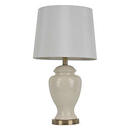 D?cor Therapy 24-Inch Ceramic Table Lamp in Cream with White Linen Shade