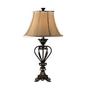 Stein World Lyon Table Lamp in Bronze with Bell Shade in Oatmeal