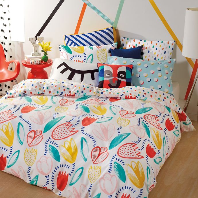 Scribble Tulip Comforter Set In Teal Pink Bed Bath Beyond