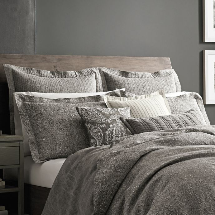 Wamsutta Vintage Paisley Linen Pillow Sham In Grey Bed Bath