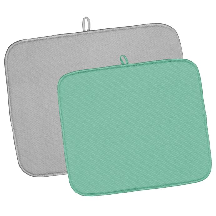 2-Piece Dish Drying Mat Value Pack in Grey/Aqua | Bed Bath ...