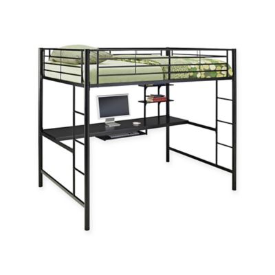 Forest Gate Riley Metal Loft Bed With, Metal Bunk Beds Twin Over Full With Desktops