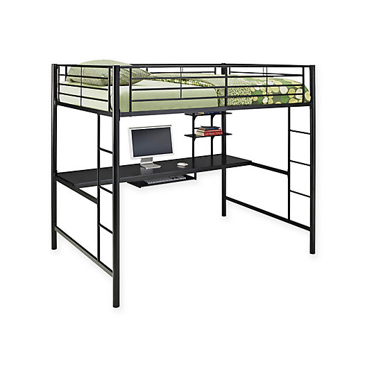 Alternate image 1 for Forest Gate Riley Full Size Metal Loft Bed with Desk in Black