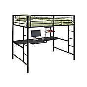 Forest Gate Riley Full Size Metal Loft Bed with Desk in Black