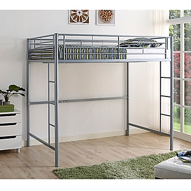 Forest Gate Riley Full Size Metal Loft Bed in Silver. View a larger version of this product image.
