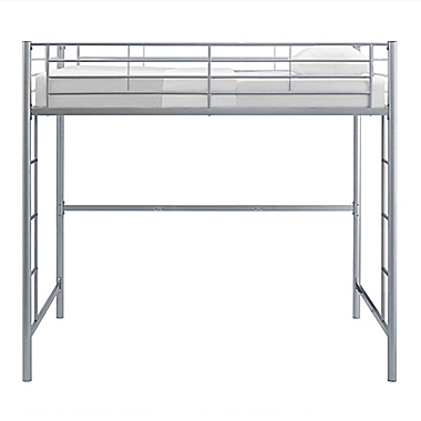 Forest Gate Riley Full Size Metal Loft Bed in Silver. View a larger version of this product image.