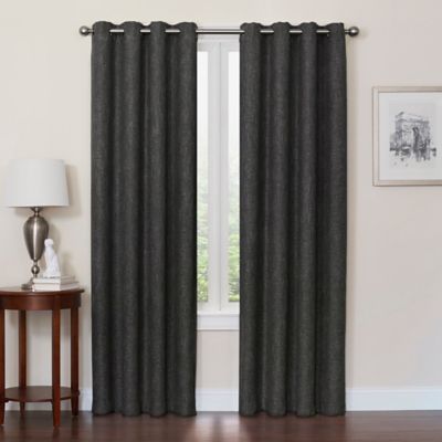 Quinn 95-Inch Grommet 100% Blackout Window Curtain Panel in Black/Charcoal (Single)
