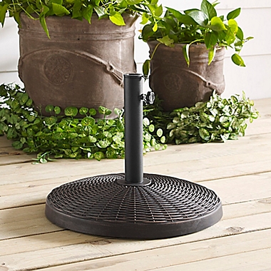 Forest Gate Wicker Style Round Umbrella Base in Antique Bronze. View a larger version of this product image.
