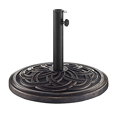 Forest Gate Circle Weave Poly-Resin Umbrella Base in Antique Bronze. View a larger version of this product image.