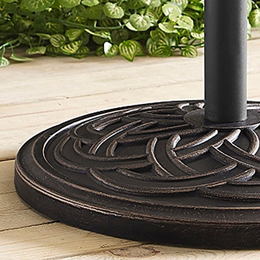 Forest Gate Circle Weave Poly-Resin Umbrella Base in Antique Bronze. View a larger version of this product image.