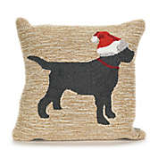 Liora Manne Frontporch Christmas Dog Square Indoor/Outdoor Throw Pillow in Neutral