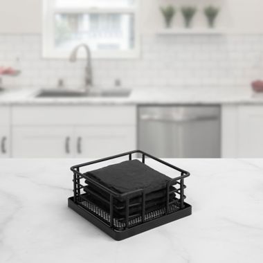 SALT&trade; 4.25-Inch Square Steel Coaster Holder in Black Wire. View a larger version of this product image.