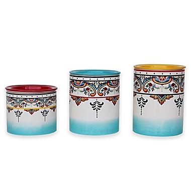 Euro Ceramica Zanzibar Canisters in Blue/White (Set of 3). View a larger version of this product image.
