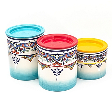 Euro Ceramica Zanzibar Canisters in Blue/White (Set of 3). View a larger version of this product image.