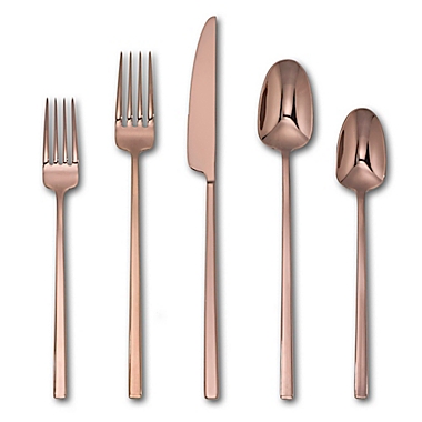 Artisanal Kitchen Supply&reg; Edge Mirror 20-Piece Flatware Set in Copper. View a larger version of this product image.