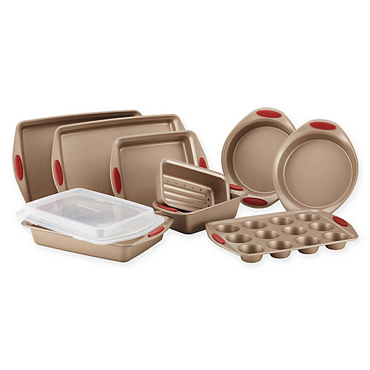 Alternate image 1 for Rachael Ray™ Cucina Non-Stick 10-Piece Bakeware Set in Brown/Red