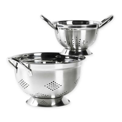 Tabletops Unlimited&reg; 2-Piece Stainless Steel Footed Colander Set