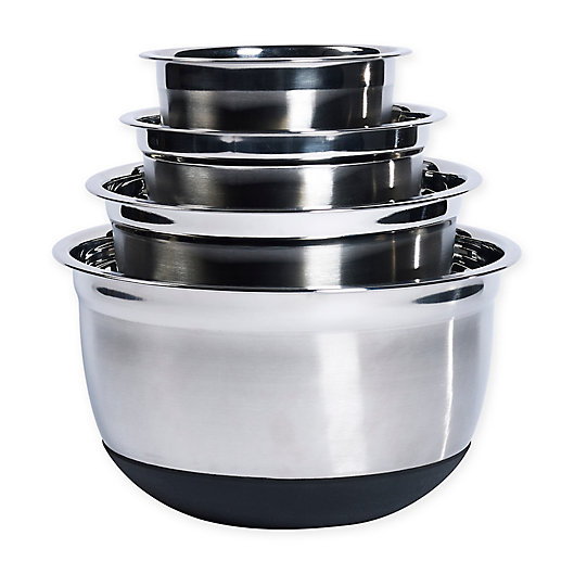 Alternate image 1 for Tabletops Unlimited® 4-Piece Stainless Steel Mixing Bowl Set with Silicone Base