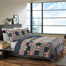 Eddie Bauer® Madrona Plaid Quilt Set in Dark Blue