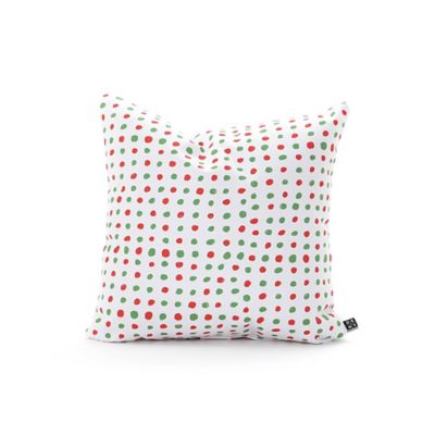 Deny Designs Leah Flores Holiday Polka Dots 18-Inch Square Throw Pillow in Red