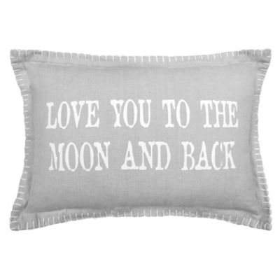 Park B. Smith "Love You To The Moon And Back" Oblong Throw Pillow in Grey/White