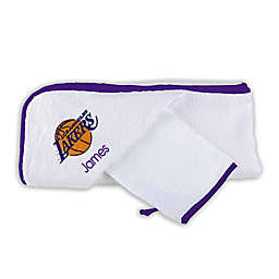 Designs by Chad and Jake NBA Los Angeles Lakers Personalized Hooded Towel Set in White