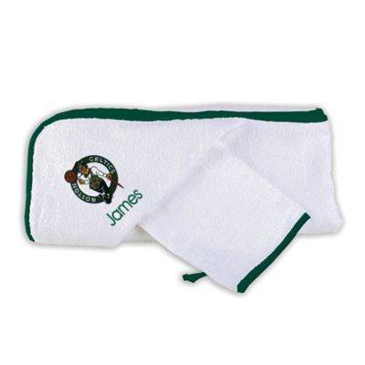 Designs by Chad and Jake NBA Boston Celtics Personalized Hooded Towel Set in White