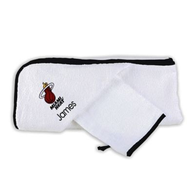 Designs by Chad and Jake NBA Miami Heat Personalized Hooded Towel Set in White