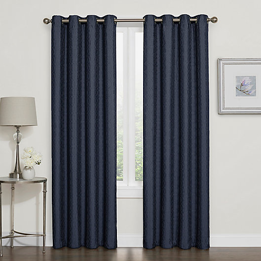 Alternate image 1 for Darcy 84-Inch 100% Blackout Grommet Top Window Curtain Panel in Navy (Single)