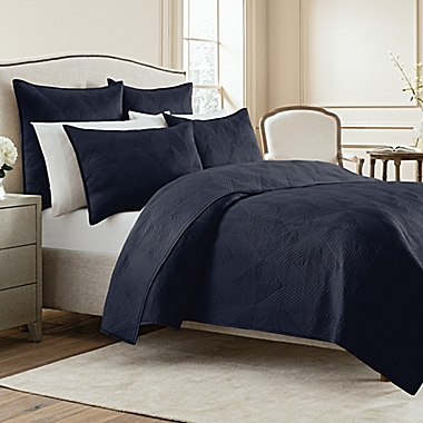 Wamsutta&reg; Twin Bliss Coverlet in Navy. View a larger version of this product image.