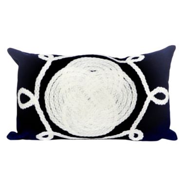 Liora Manne Visions II Ornamental Knot Rectangular Indoor/Outdoor Throw Pillow in Navy. View a larger version of this product image.