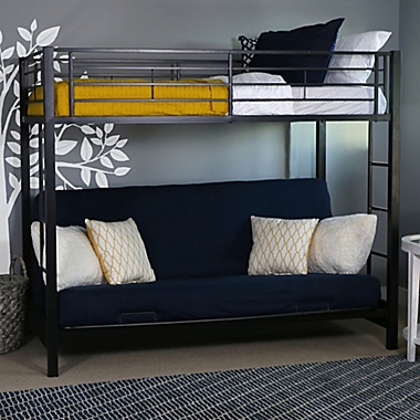 Forest Gate Twin over Futon Metal Bunk Bed in Black. View a larger version of this product image.