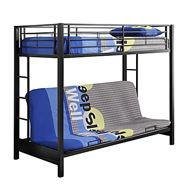 Forest Gate Twin over Futon Metal Bunk Bed in  Black. View a larger version of this product image.