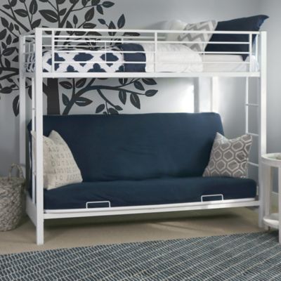 Forest Gate Twin over Futon Metal Bunk Bed in  White