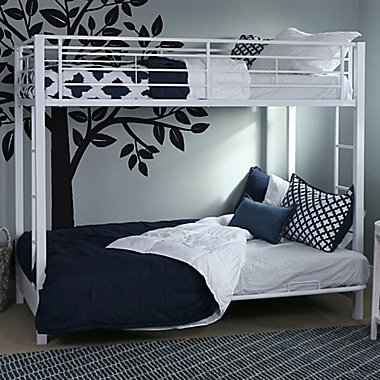 Forest Gate Twin over Futon Metal Bunk Bed in  White. View a larger version of this product image.