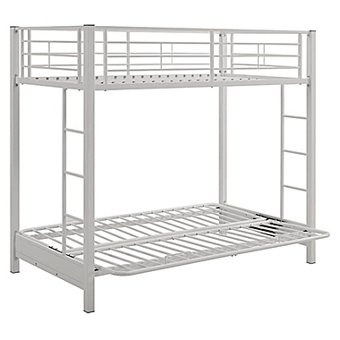 Forest Gate Twin over Futon Metal Bunk Bed in  White. View a larger version of this product image.
